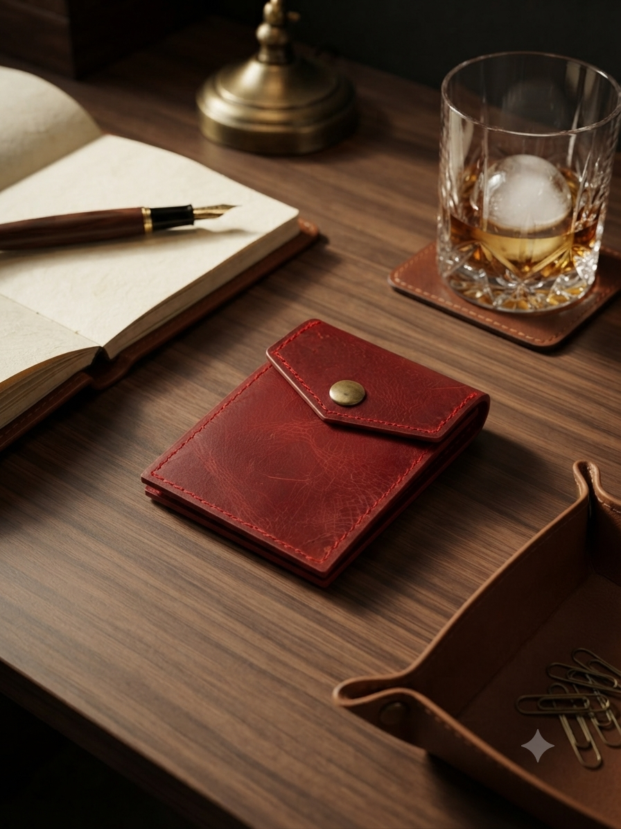 Crimson Crown  | Hand-Crafted Leather Wallet | Slim & Compact design