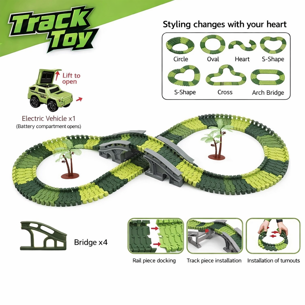 125 PCS Construction Race Tracks for Kids Toys,Track Set, Engineering Gifts for 3 4 5 6 Year Old Boys Girls