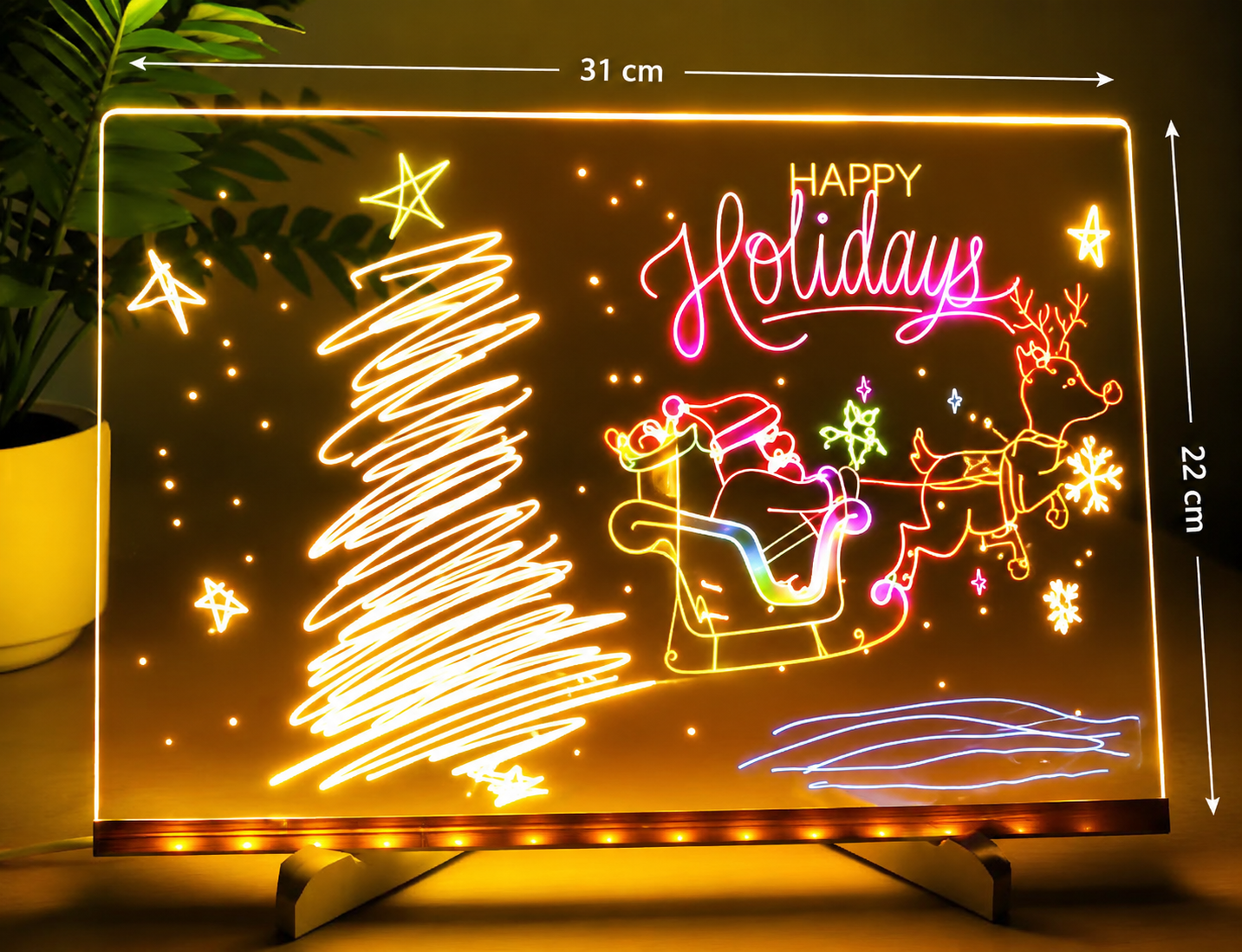 Led Note Board With Colors, Light Up Acrylic Message Board, Glowing Acrylic Dry Erase Board With Light