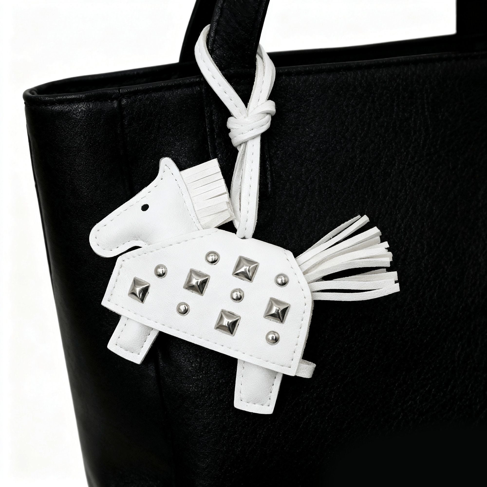 Studded Milo Leather Horse Bag Charm