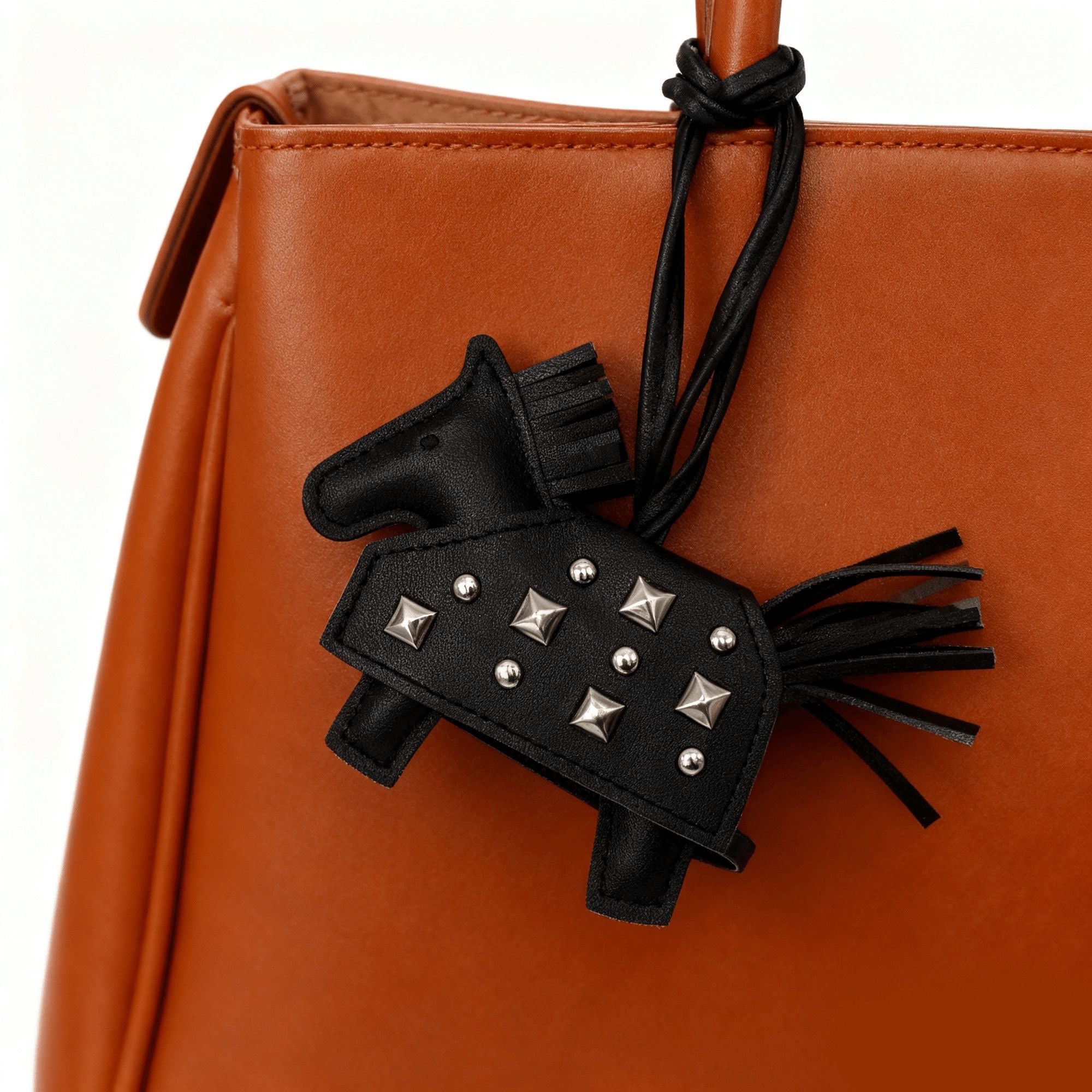 Studded Milo Leather Horse Bag Charm