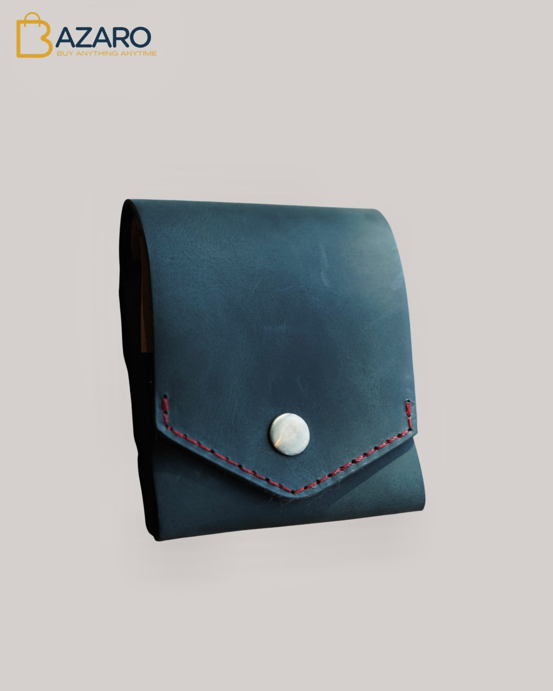 Handcrafted Genuine Matte Black Leather Wallet with free leather keychain | slim & compact design