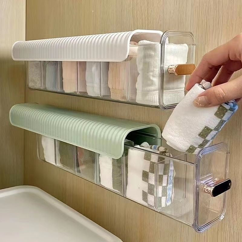 Set of 3 Drawer Underwear Organizer Divider, Wall Mount 6 Cell Storage Boxes and Acrylic Organizers for Lingerie, Socks, Ties, Data Cable, Spices Organization