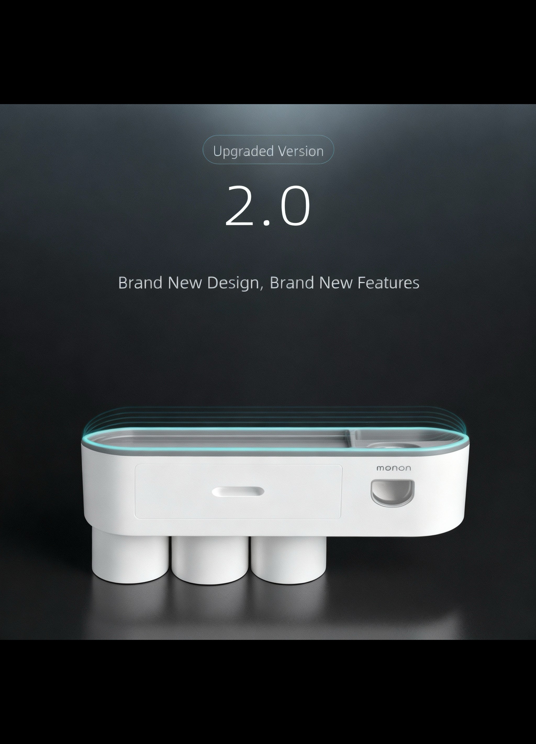 Wall Mount Toothbrush Holder,Double Auto Toothpaste Dispensers, with 3 Magnetic Cups 6 Brush Slots, Large Storage Tray and Cosmetic Drawer Organizer Toothbrush Holder for Bathroom