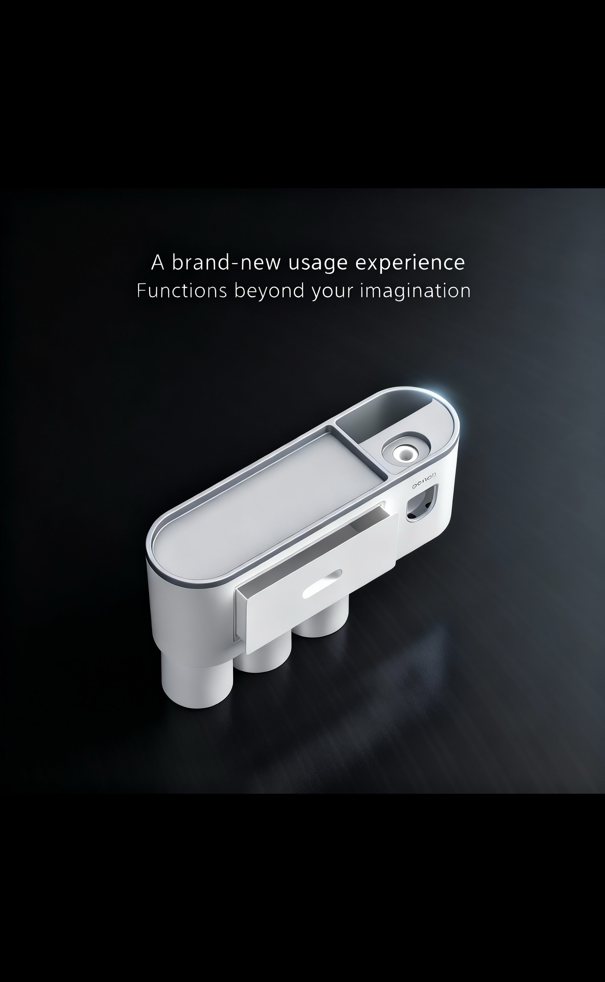 Wall Mount Toothbrush Holder,Double Auto Toothpaste Dispensers, with 3 Magnetic Cups 6 Brush Slots, Large Storage Tray and Cosmetic Drawer Organizer Toothbrush Holder for Bathroom