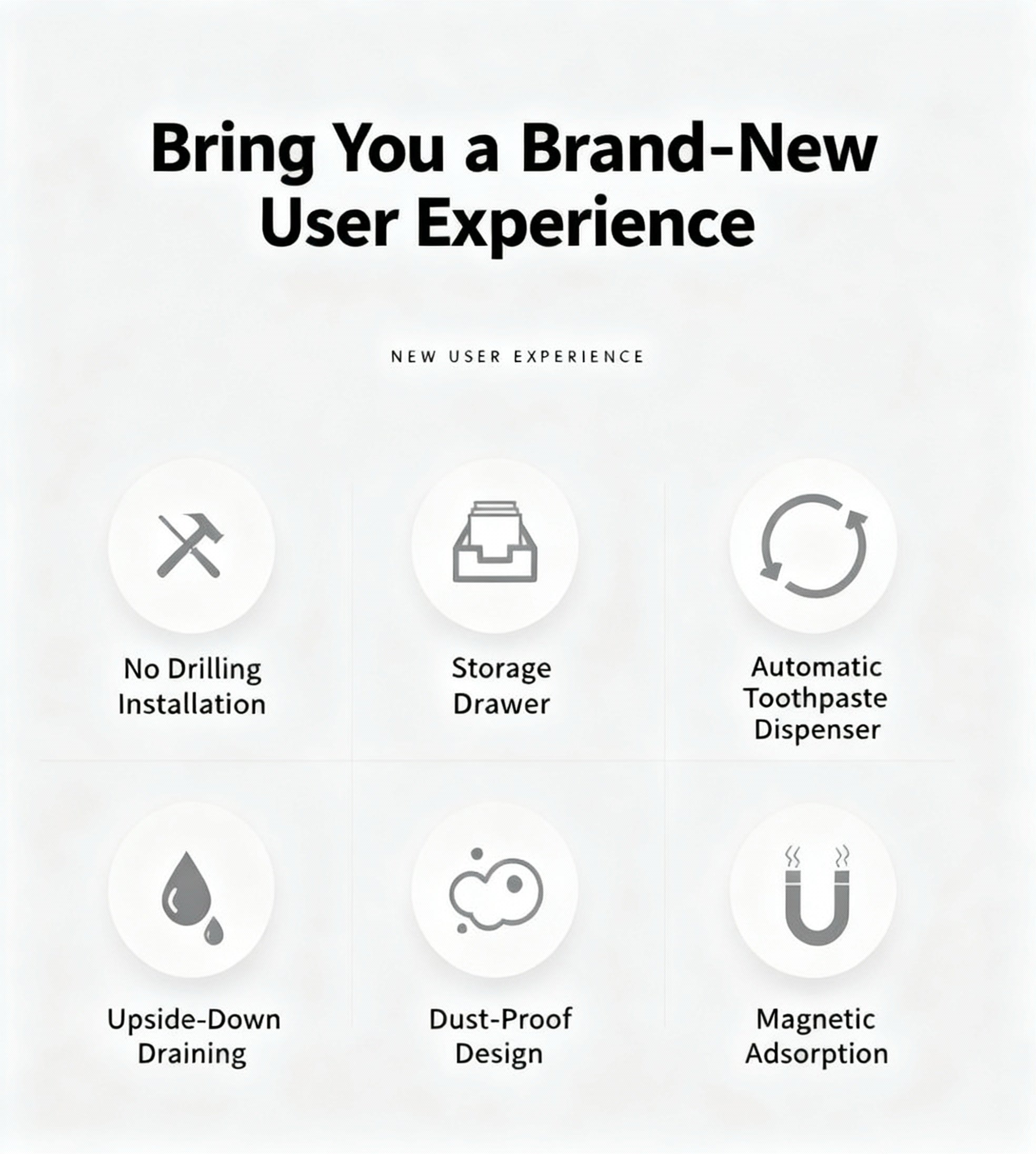 Wall Mount Toothbrush Holder,Double Auto Toothpaste Dispensers, with 3 Magnetic Cups 6 Brush Slots, Large Storage Tray and Cosmetic Drawer Organizer Toothbrush Holder for Bathroom