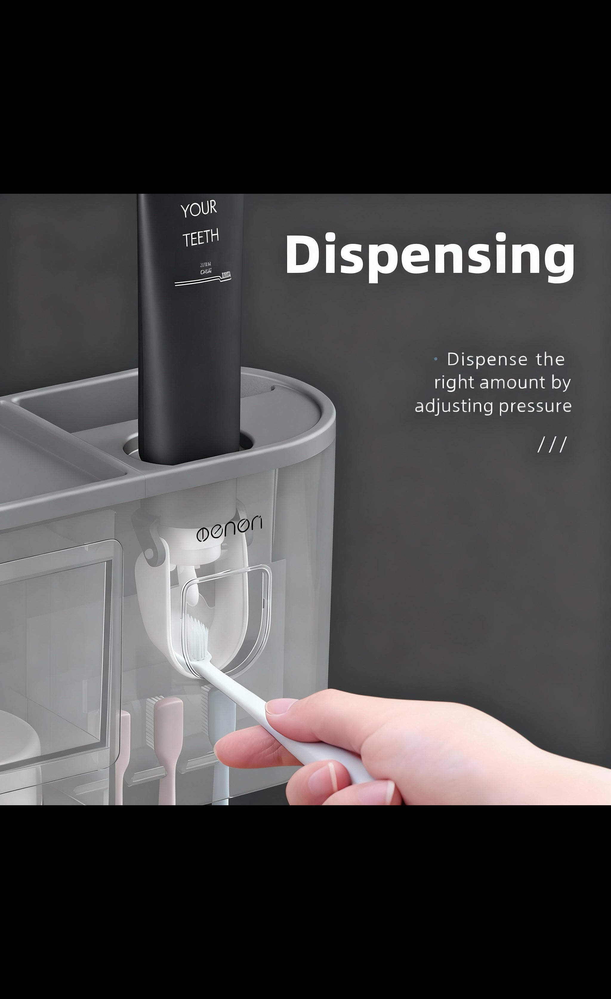 Wall Mount Toothbrush Holder,Double Auto Toothpaste Dispensers, with 3 Magnetic Cups 6 Brush Slots, Large Storage Tray and Cosmetic Drawer Organizer Toothbrush Holder for Bathroom