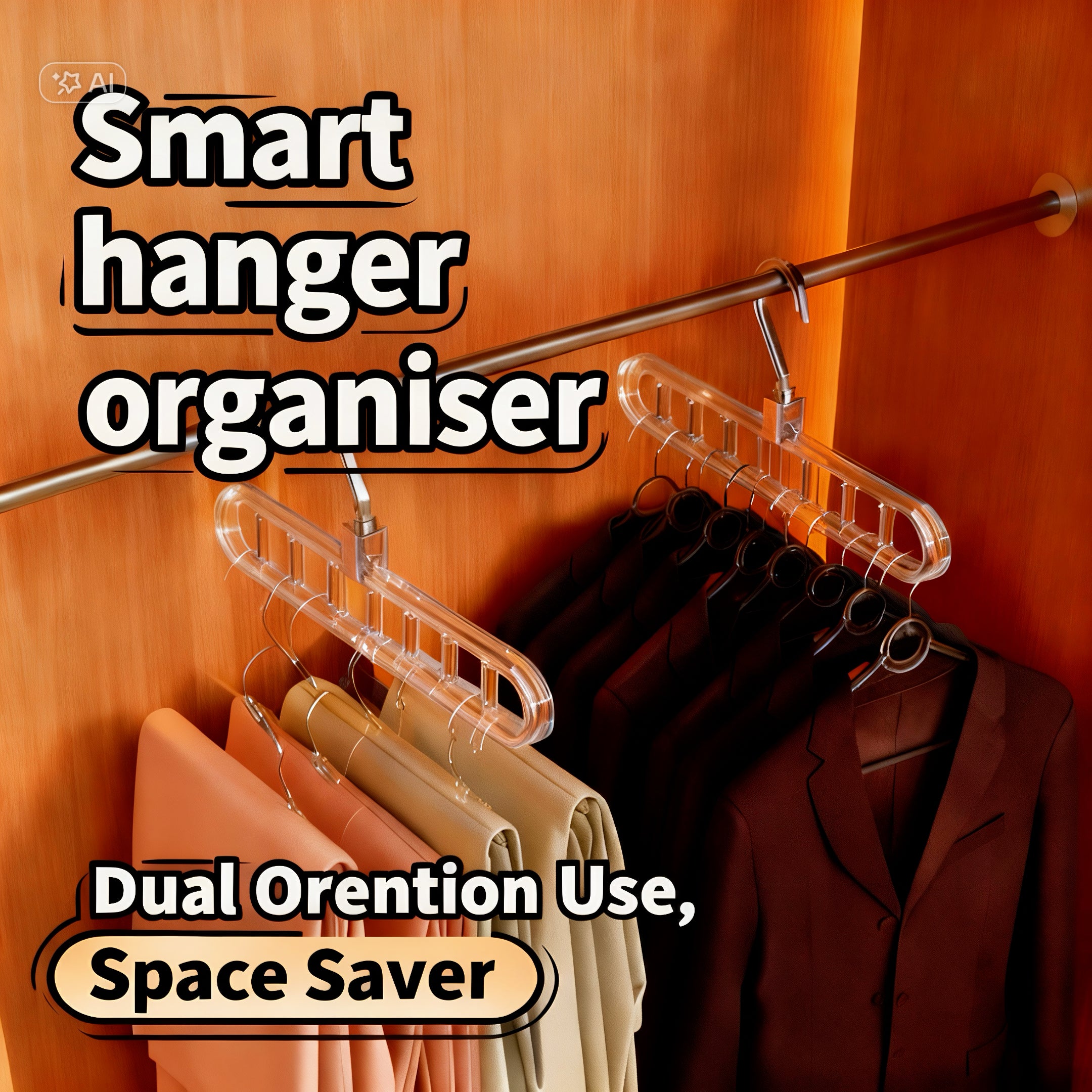 Magic Hangers with 9 Hanging Slot Options Space Saver with Strong Arcylic (Set of 3,4 & 5)