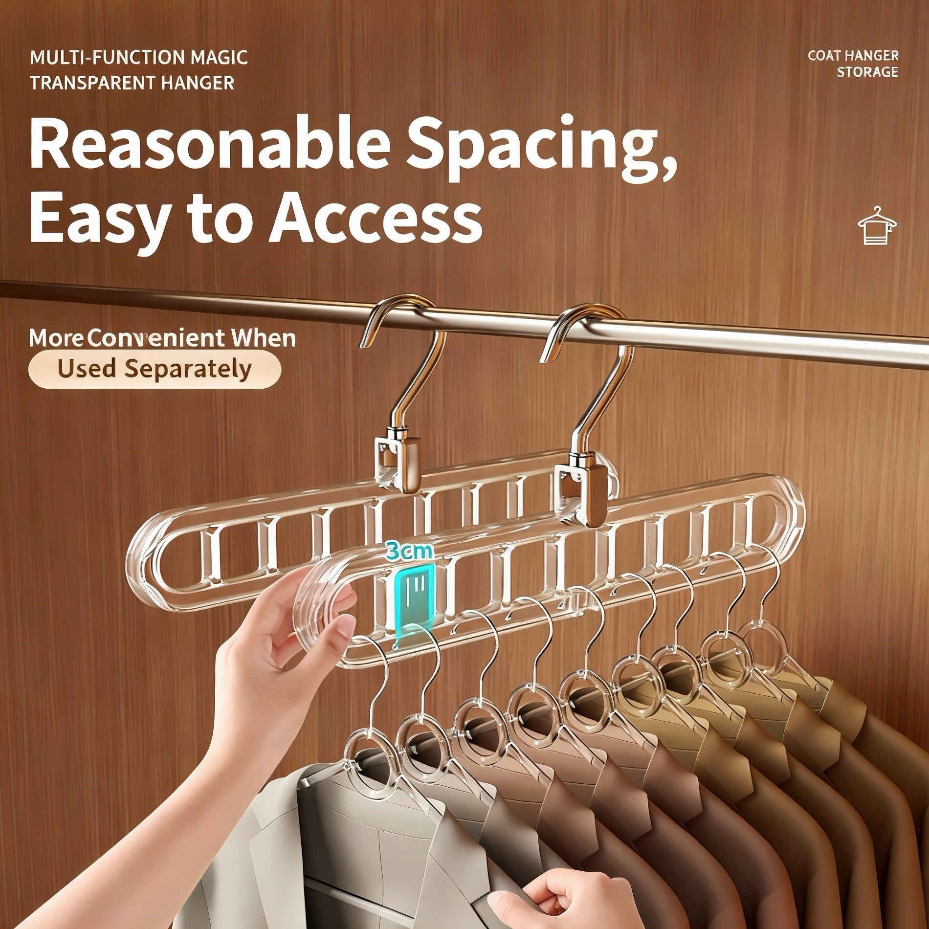 Magic Hangers with 9 Hanging Slot Options Space Saver with Strong Arcylic (Set of 3,4 & 5)