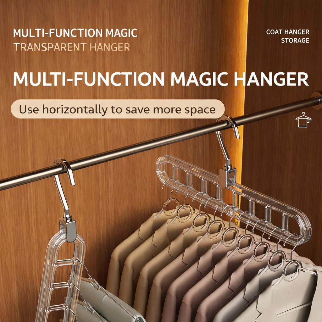 Magic Hangers with 9 Hanging Slot Options Space Saver with Strong Arcylic (Set of 3,4 & 5)
