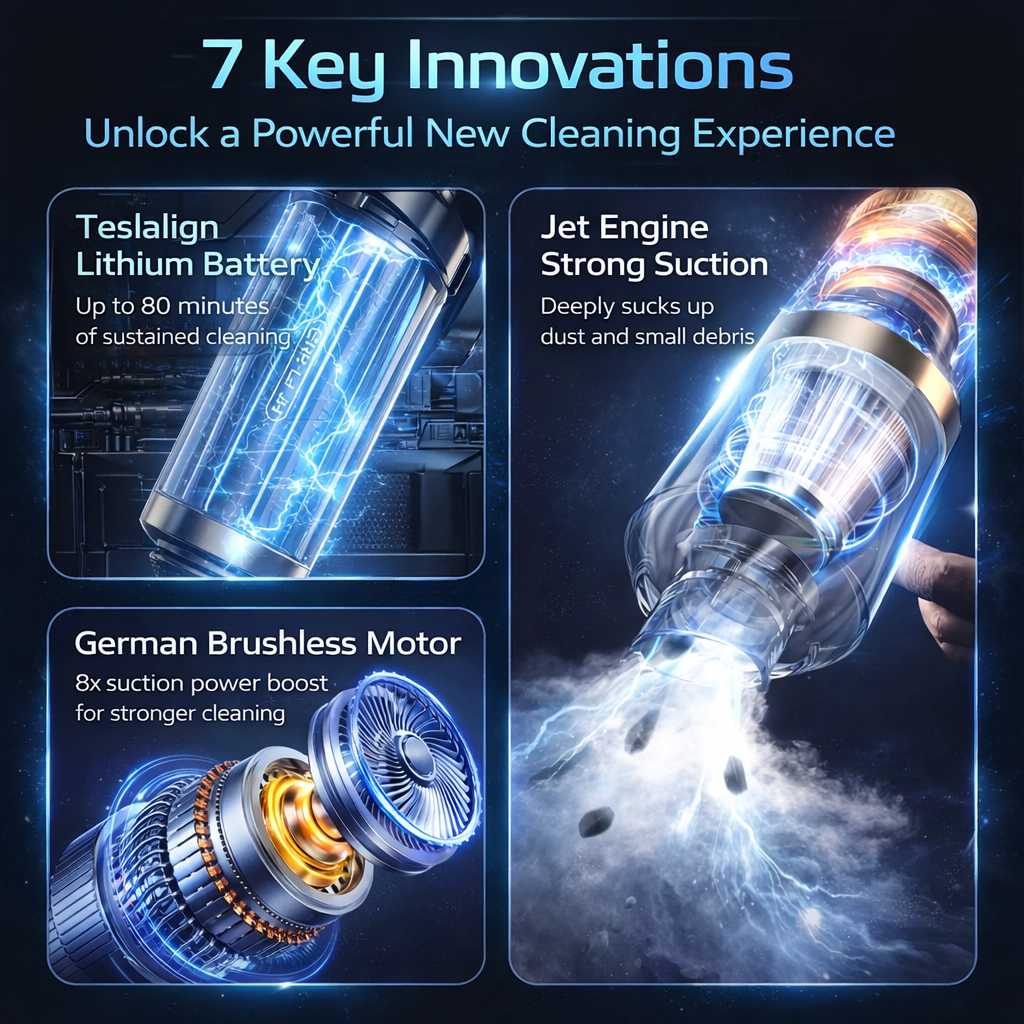 CAFELE 590W high-power 4-in-1 cordless vacuum cleaner - wireless, powerful cleaning, suitable for cleaning dust, debris, food residue