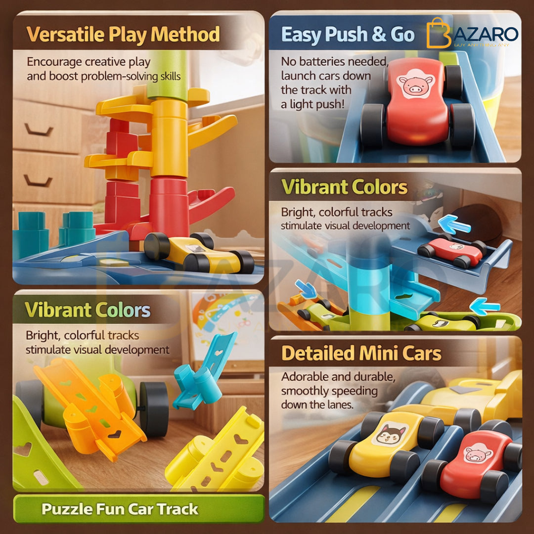 Ramp Racing Toy For Kids Car Adventure Toy Race Track Cars New DIY Assembled Gliding Track Vehicles car Parking Lot Car Model Combination Vehicle Set Children's Toys For Best Gift Boys kids