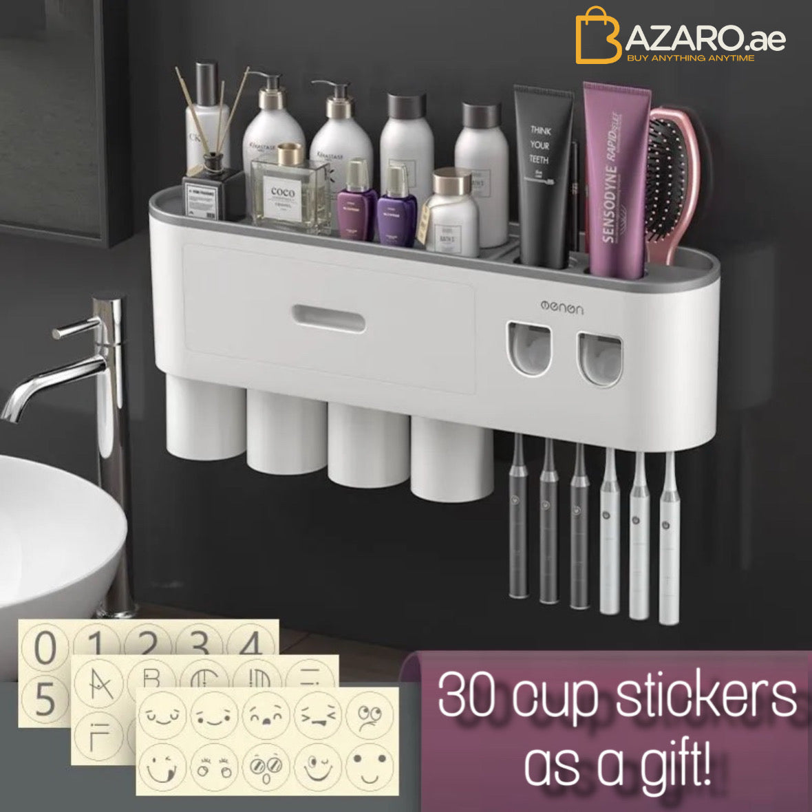 Wall mount toothbrush holder toothpaste squeezer ,Cosmetic  drawer