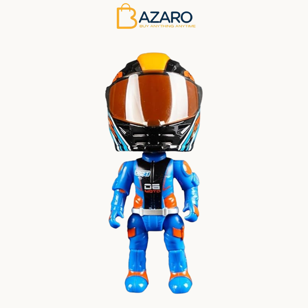 Mini Motorcycle Rider Action Figure Toy with Helmet