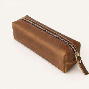 Vintage Leather Pencil Bag Simple Stationery Hoder Pen Case Storage Bag
