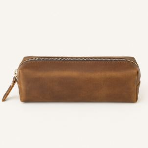 Vintage Leather Pencil Bag Simple Stationery Hoder Pen Case Storage Bag