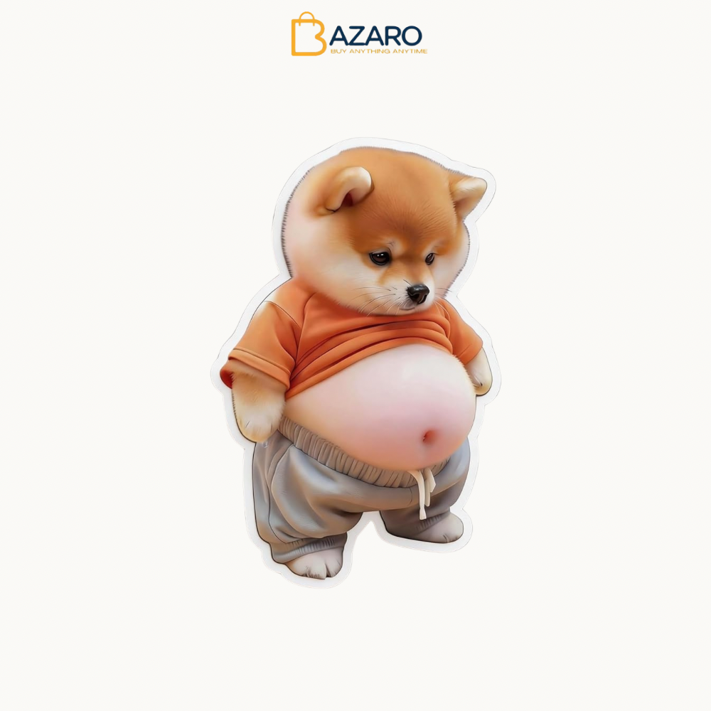 3D Shiba Inu Dog Belly Sticker,Door Stopper Wall Protector