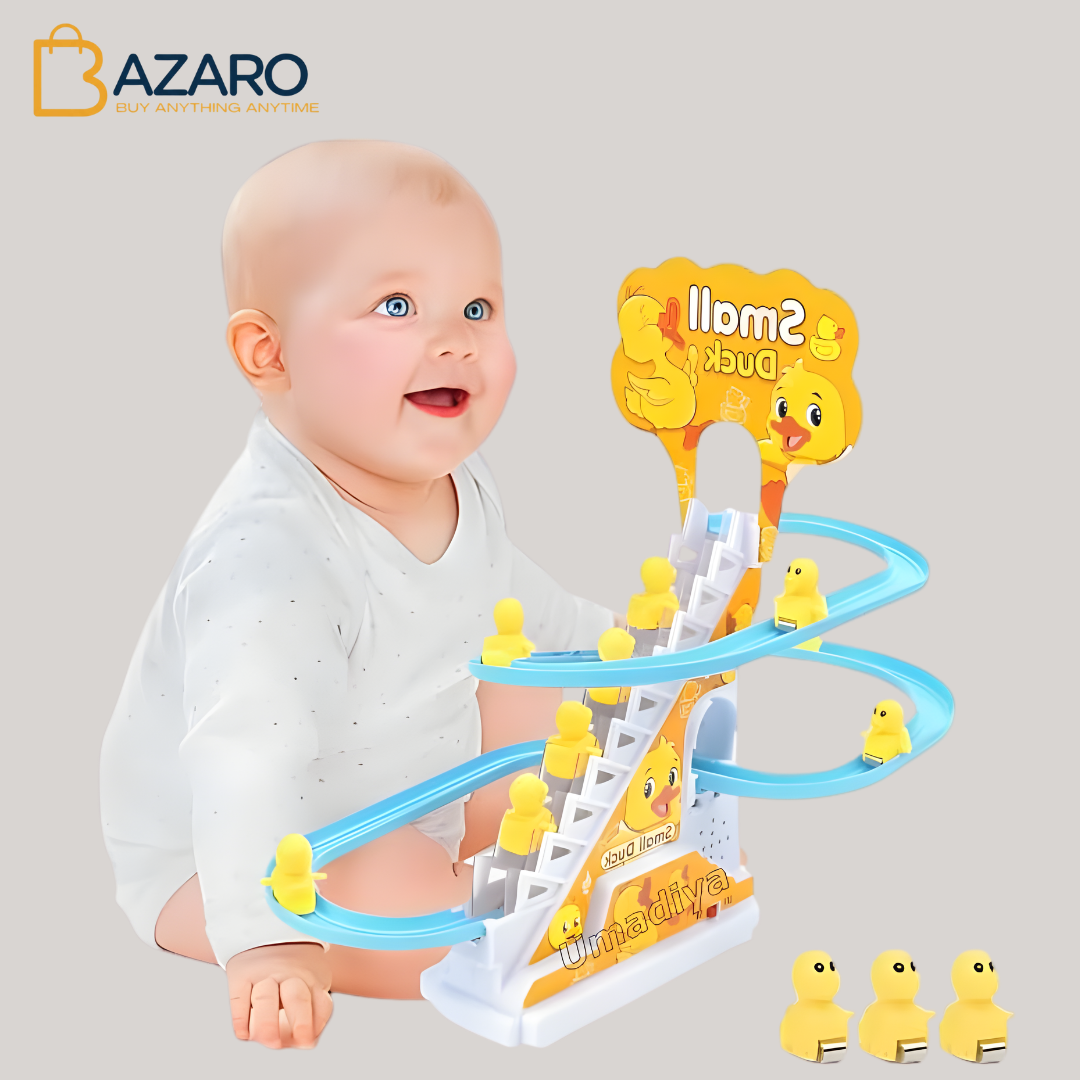 Duck Track Toys for Kids - Ducks Chasing Race Track Game Set - Small Ducks Stair Climbing Toys for Kids, Escalator Toy with Lights and Music - 3 Duck Included (Duck Track)