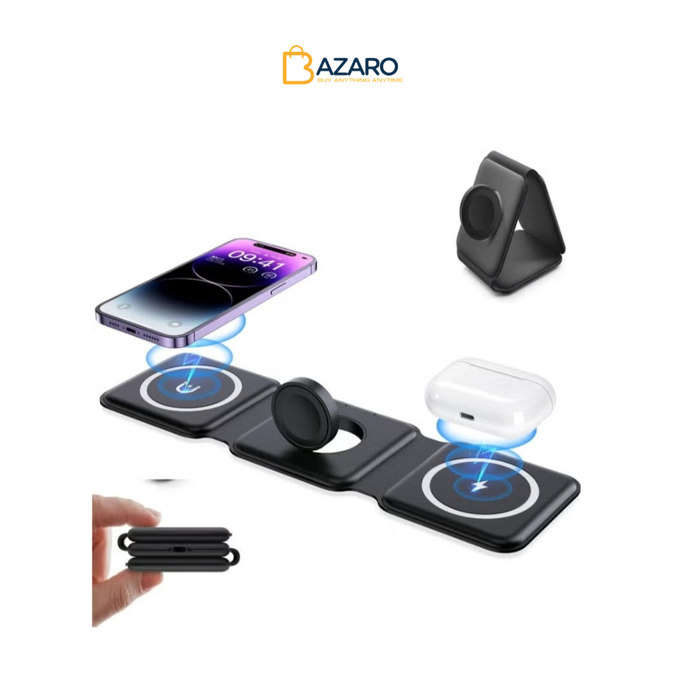 3-in-1 Foldable Wireless Magnetic Charging Station
