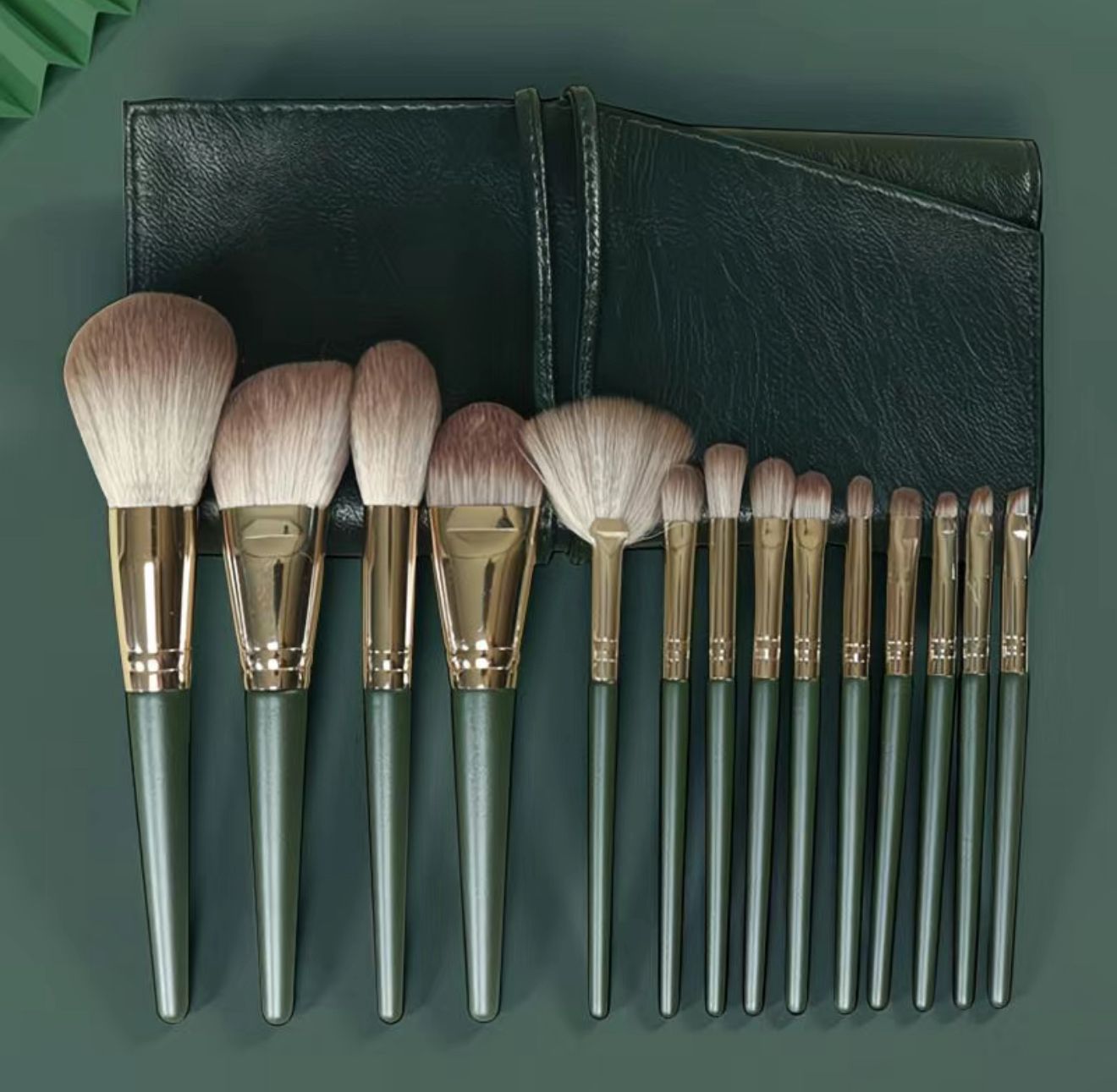 14-Piece Premium Makeup Brush Set with Soft Synthetic Bristles and Travel Pouch