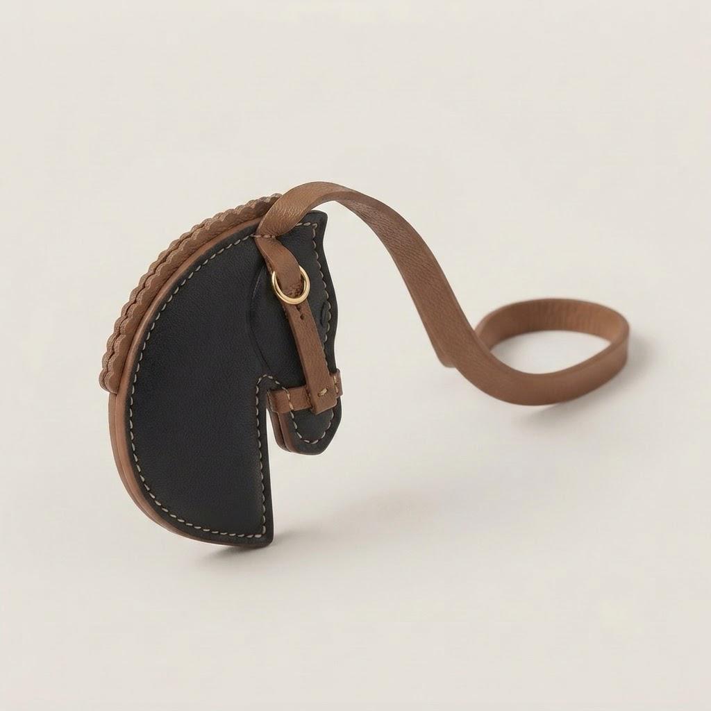 Equestrian Leather Horse Head Bag Charm & Keychain