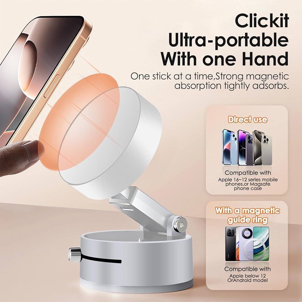 Vacuum Suction Magnetic Car Phone Holder