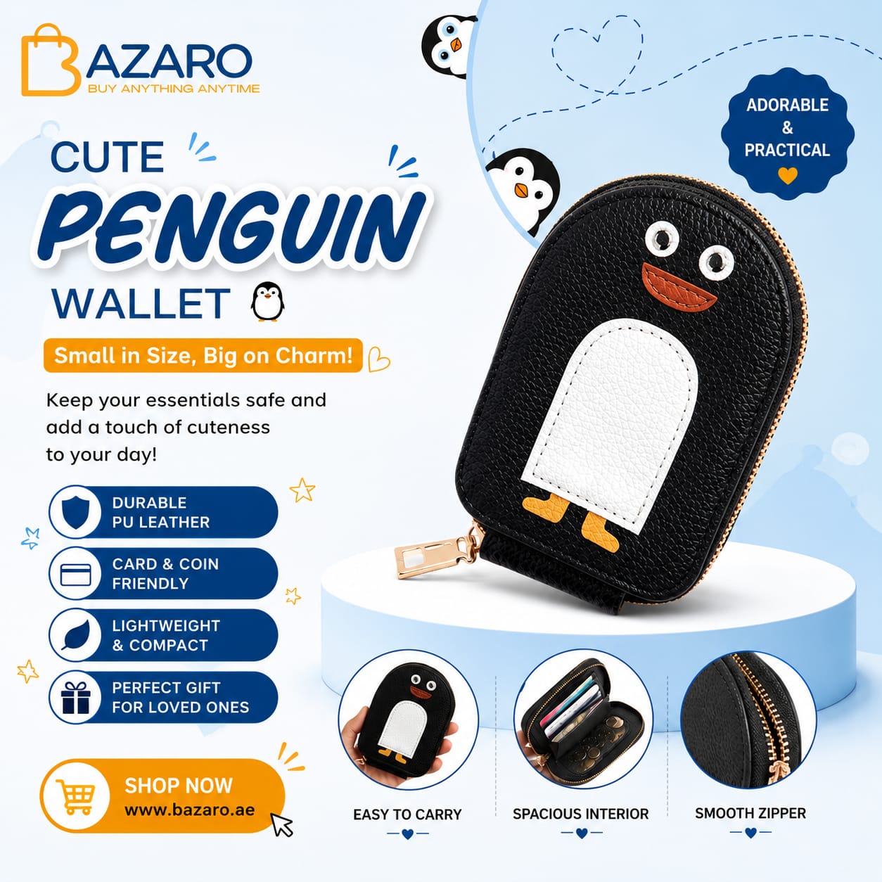 Cute Penguins PU Credit Card Coin Wallet