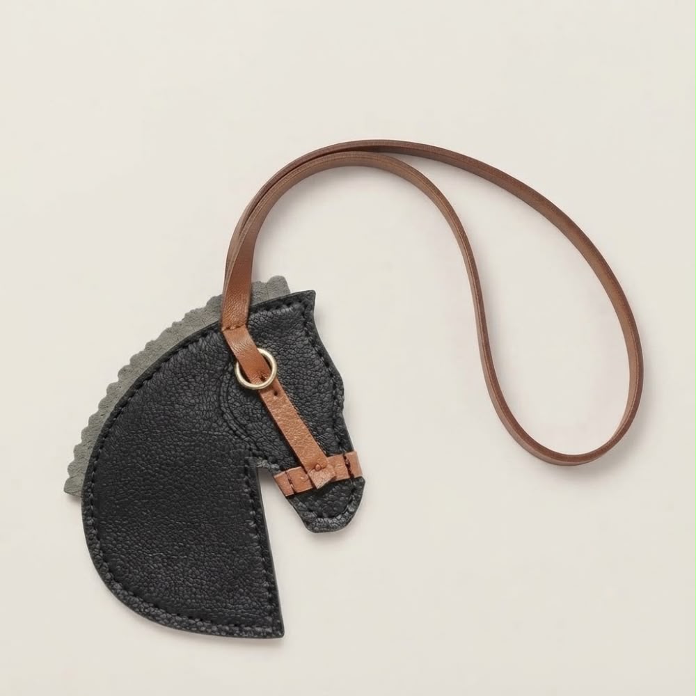 Equestrian Leather Horse Head Bag Charm & Keychain