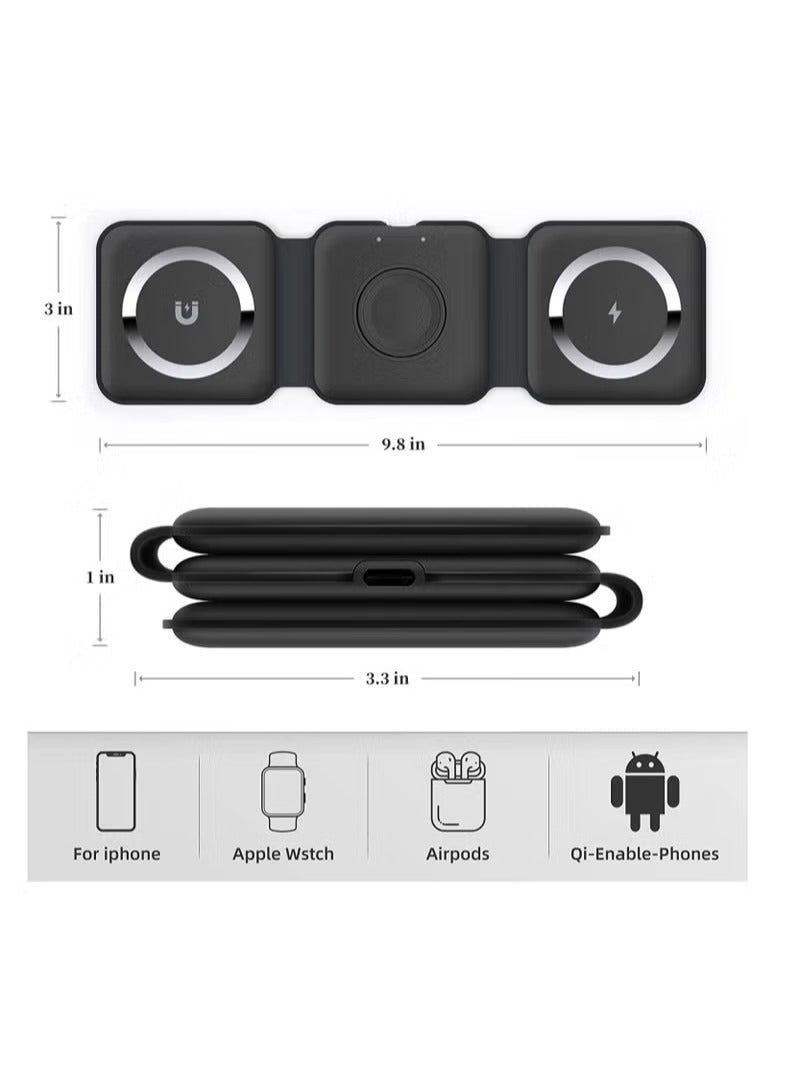 3-in-1 Foldable Wireless Magnetic Charging Station
