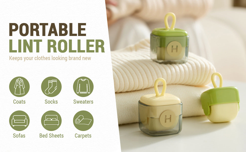 Mini Lint Roller for Pet Hair - Reusable Washable Sticky Roller for Clothes