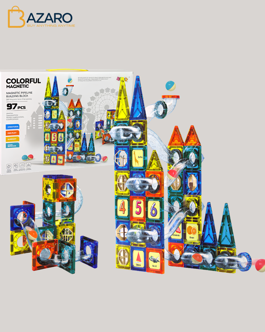 Magnetic Tiles Building Blocks Set, Large Magnet Building Blocks for Kids