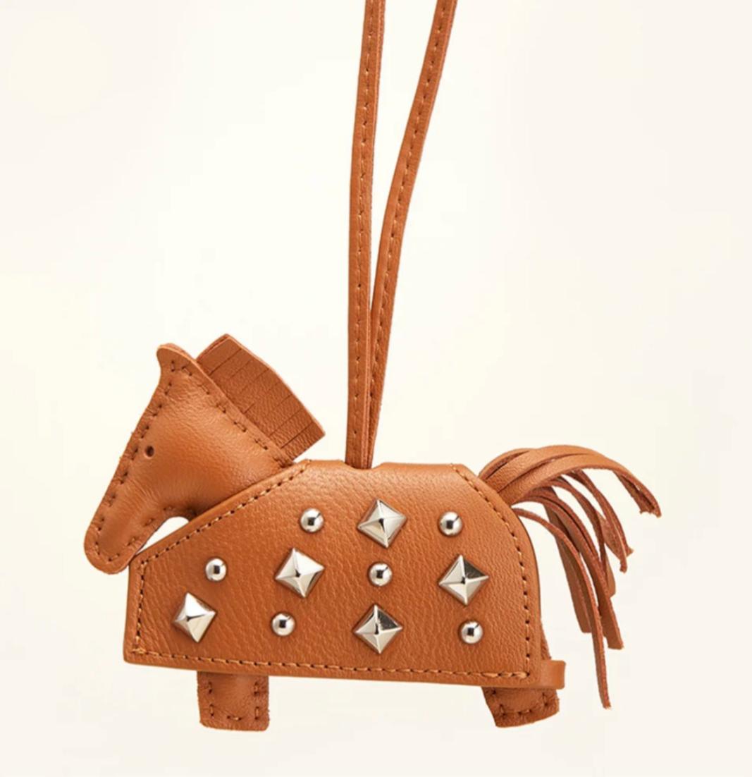 Studded Milo Leather Horse Bag Charm