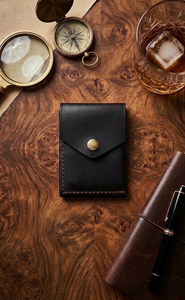 Eclipse Noir Double Fold | Handcrafted Leather Wallet