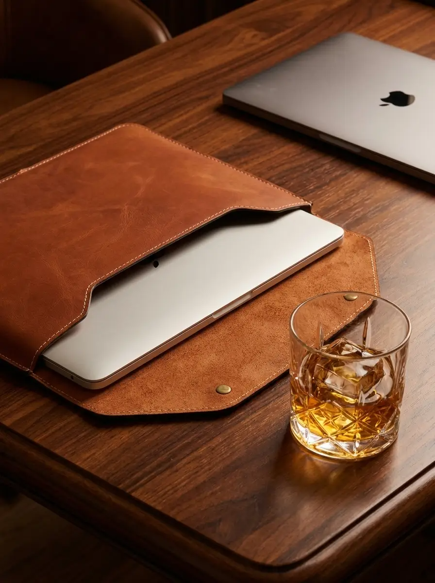 MacBook 13 inch Genuine Leather Cover | Hand-Crafted & Premium Look | Bazaro.ae