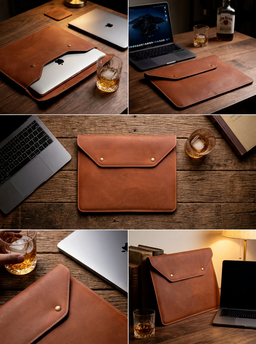 MacBook 13 inch Genuine Leather Cover | Hand-Crafted & Premium Look | Bazaro.ae
