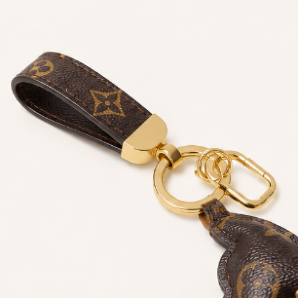 Monogram Floral French Bulldog Leather Bag Charm & Keychain