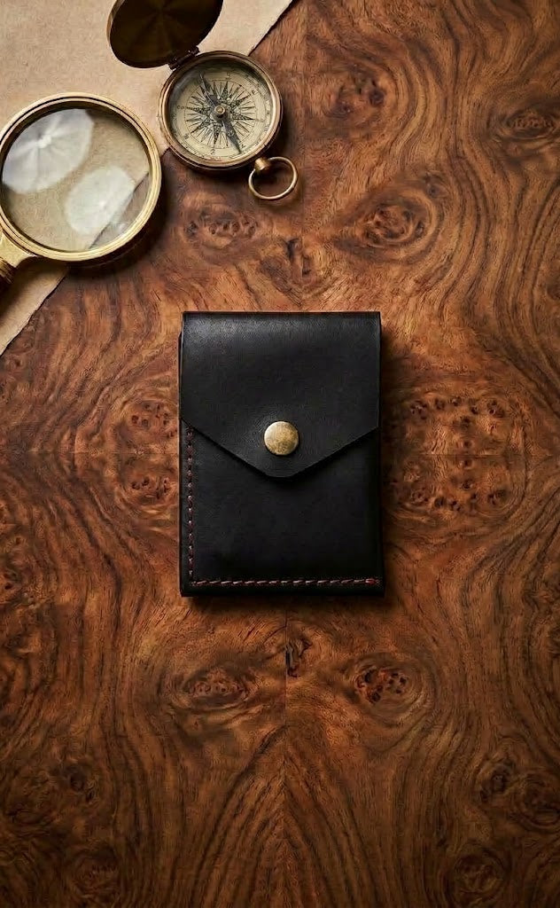 Eclipse Noir Double Fold | Handcrafted Leather Wallet