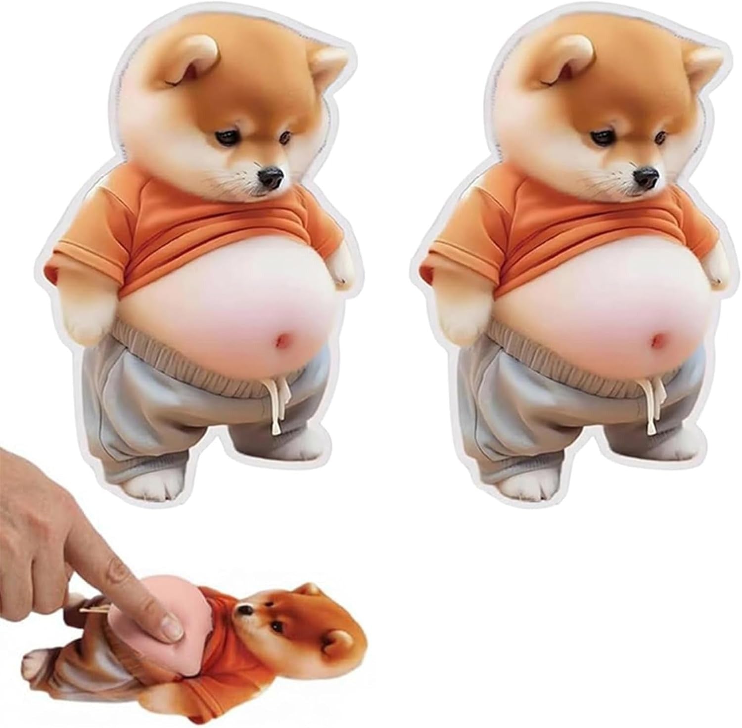 3D Shiba Inu Dog Belly Sticker,Door Stopper Wall Protector