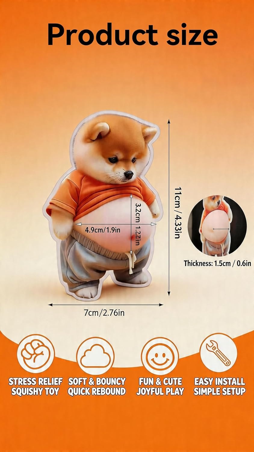 3D Shiba Inu Dog Belly Sticker,Door Stopper Wall Protector