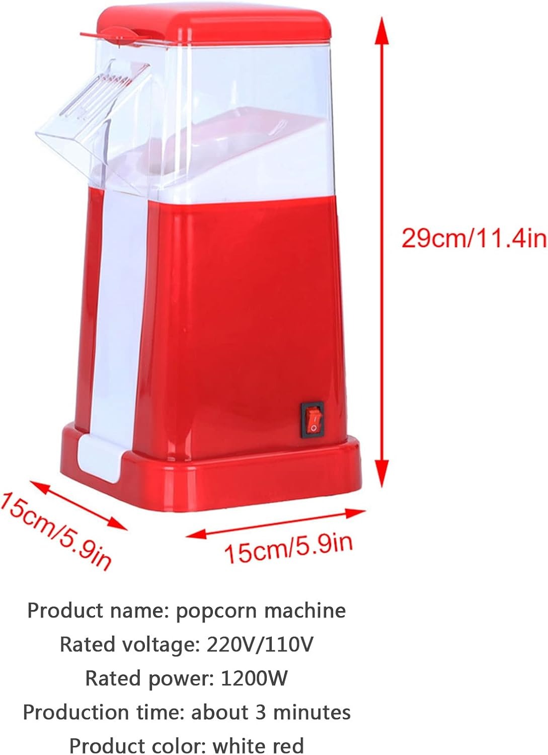 Retro Popcorn Maker, 1200W Retro Popcorn Machine