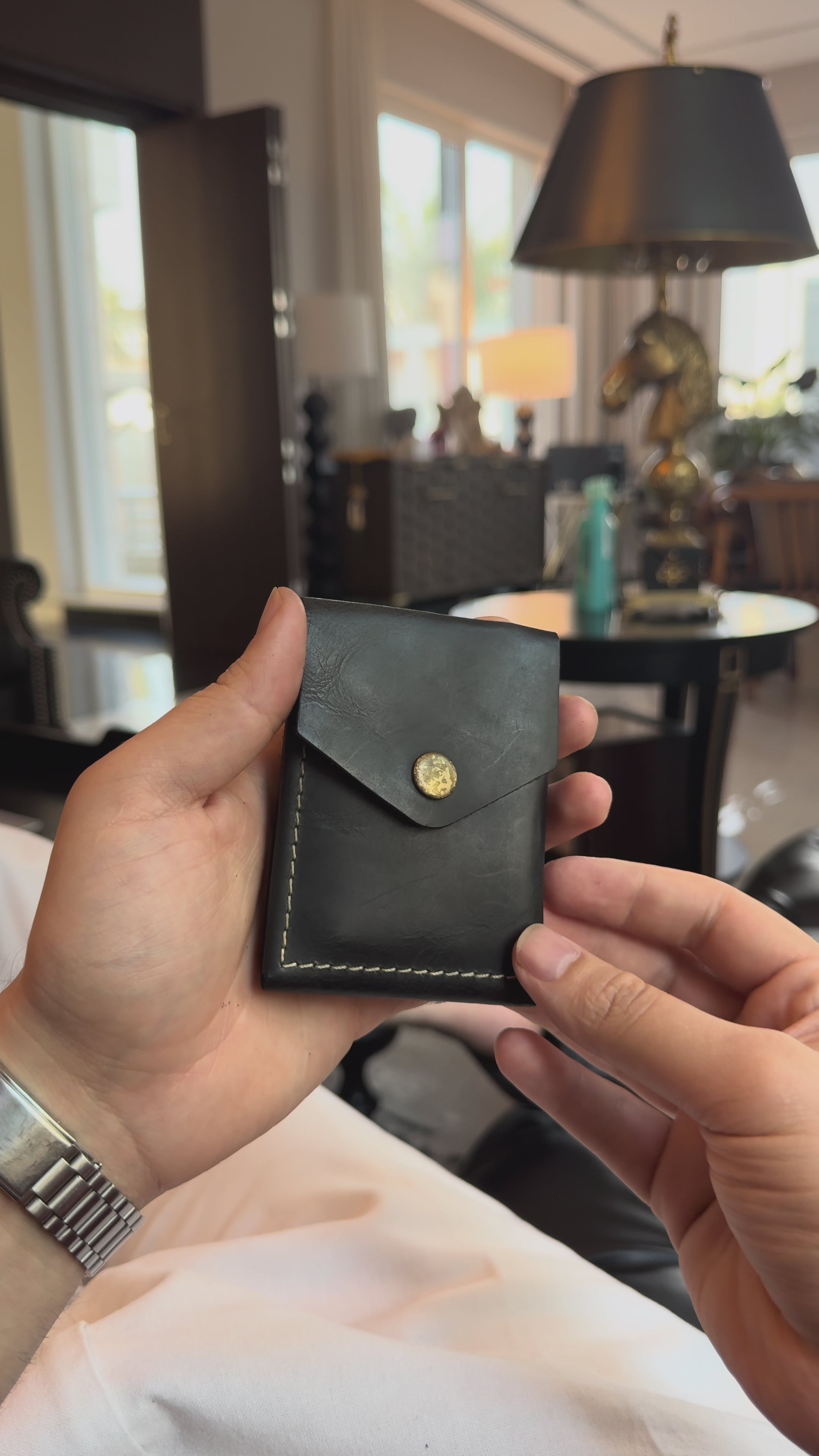 Eclipse Noir Double Fold | Handcrafted Leather Wallet