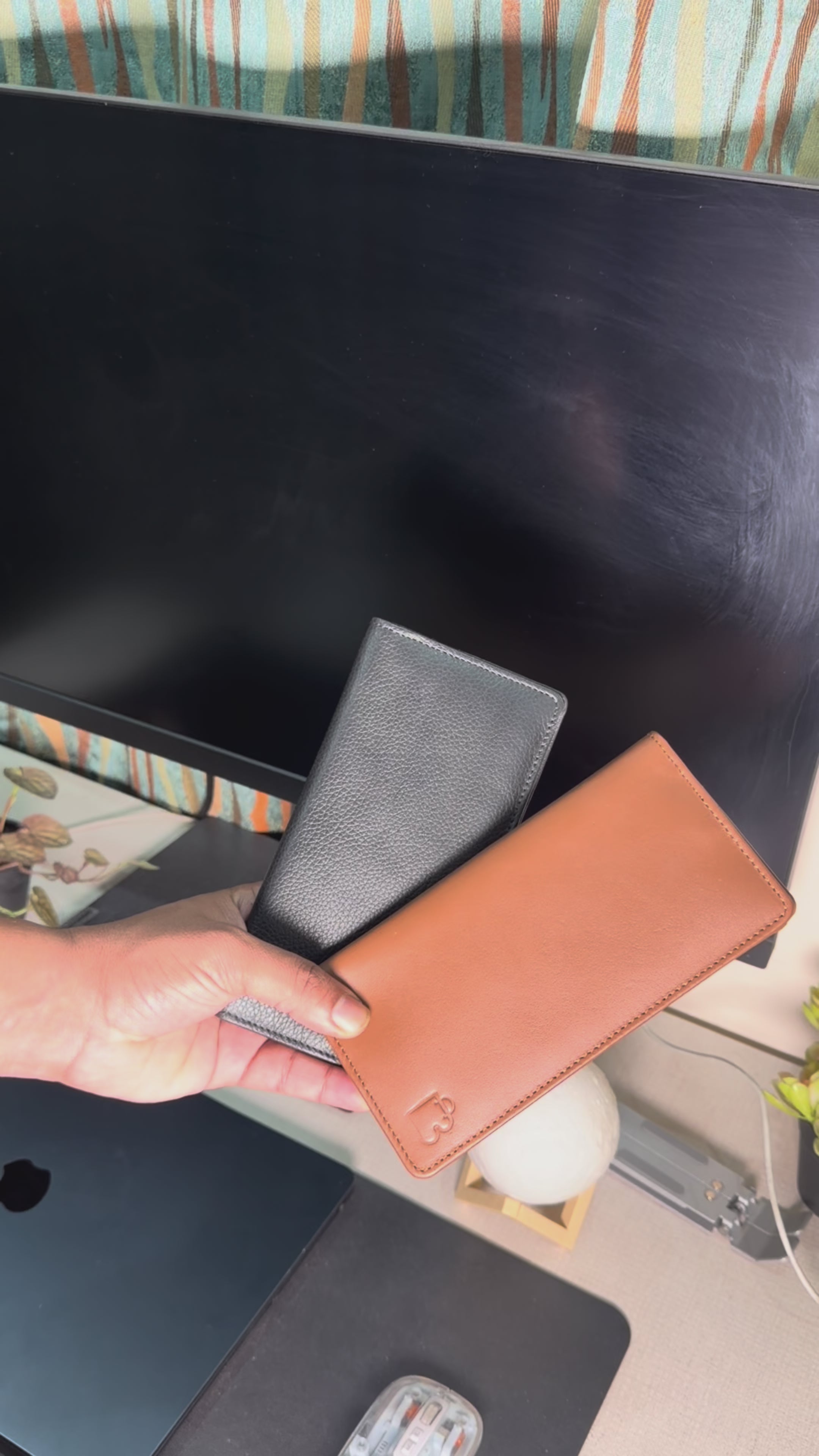 Full Moon Handcrafted Original Leather Long Wallet with Mobile Pouch Inside & 12 Card Slots | Bazaro.ae