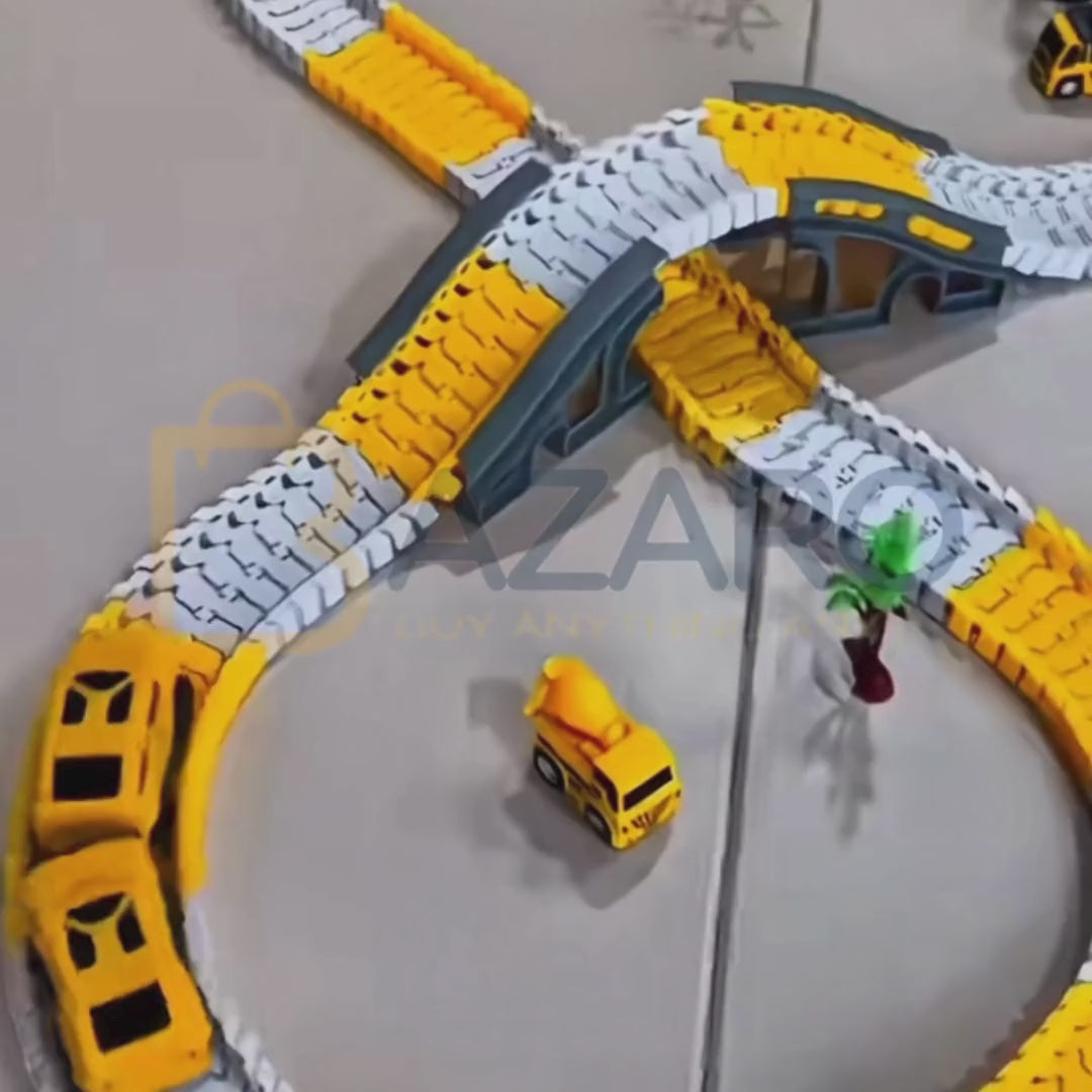 326 PCS Construction Race Tracks for Kids Toys, 2 Electric Cars, 4 Construction Cars, 1 Map & Flexible DIY Track Set, Engineering Gifts for 3 4 5 6 Year Old Boys Girls