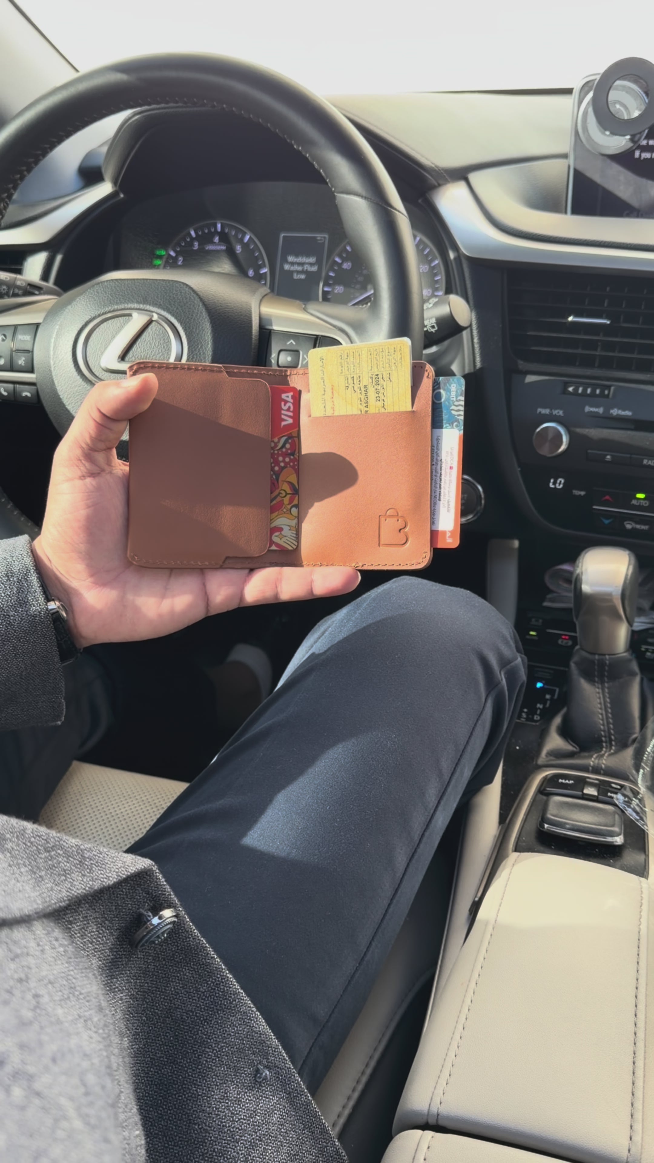 Golden Dune Card Holder | Magnetic Leather Card | Hand Made Leather Card Holder